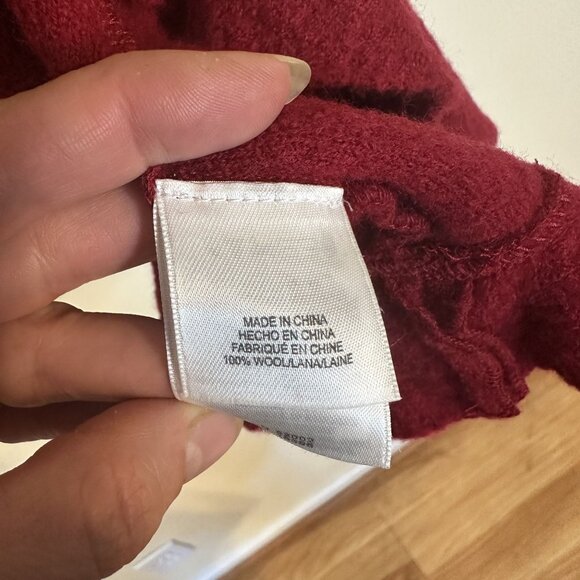 Liz Claiborne Womens Wool Cardigan Sweater XL Long Sleeve Vtg Red Ruffled - Picture 4 of 8